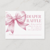 Pink Bow Baby Girl Elegant Diaper Raffle Informatiekaartje (Voorkant)