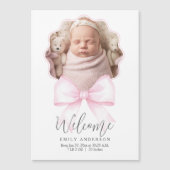 Pink Bow Baby Girl Fotoaankondiging (Voorkant)