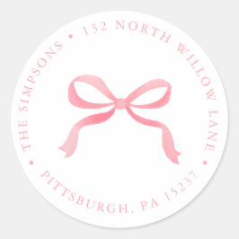 Pink Bow Baby Girl Retouradres Ronde Sticker