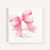 Pink Bow Baby Girl Shower Wensen voor Baby Notitieboek (Voorkant)