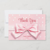 Pink Bow Baby Girl with Polka Dot Bedankkaart (Voorkant)