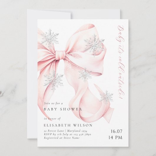 Pink Bow Baby Het is koud buiten Baby shower Kaart (Voorkant)