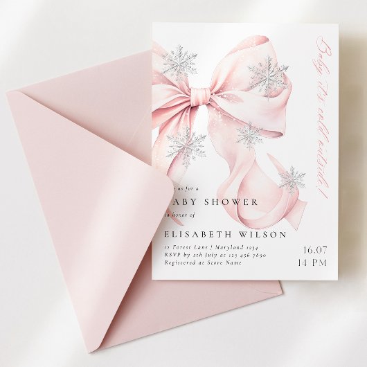 Pink Bow Baby Het is koud buiten Baby shower Kaart