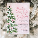 Pink Bow Baby Het is koud buiten Baby shower Kaart<br><div class="desc">Voeg een gezellige en feestelijke touch toe aan uw baby shower met onze Pink Bow Christmas Baby It's Cold Outside Baby shower Invitation! Met een delicate roze strik en een ontwerp met een winterthema, is deze uitnodiging perfect voor het vieren van uw komende bundel van vreugde tijdens de feestdagen. De...</div>