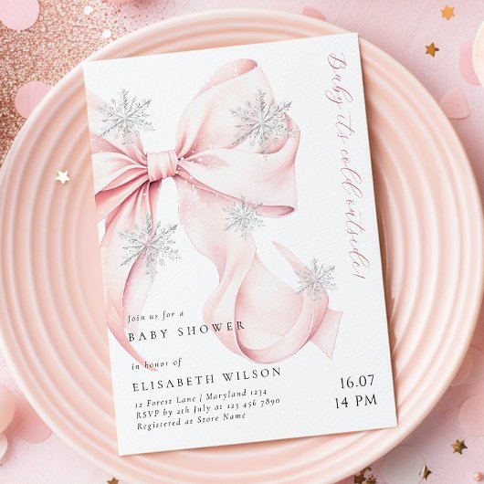 Pink Bow Baby Het is koud buiten Baby shower Kaart