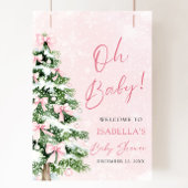 Pink Bow Baby Het is koud buiten Baby shower Poster