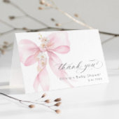 Pink Bow Baby in Bloom Baby shower Bedankt kaart