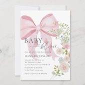 Pink Bow Baby in Bloom Baby shower Kaart (Voorkant)