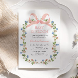 Pink Bow Baby in Bloom Baby shower Kaart