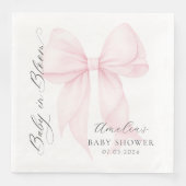 Pink Bow Baby in Bloom Baby Shower Paper Napkin Servet (Voorkant)