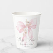 Pink Bow Baby in Bloom Baby shower Papieren Bekers (Achterkant)