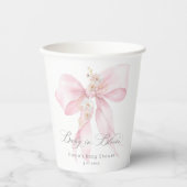 Pink Bow Baby in Bloom Baby shower Papieren Bekers (Voorkant)