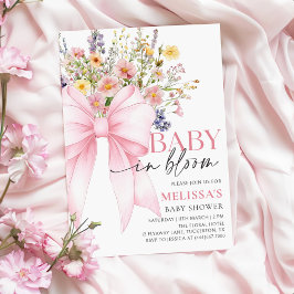 Pink Bow Baby in Bloom Baby shower Uitnodiging