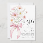 Pink Bow Baby in Bloom Girl Baby Shower Kaart (Voorkant)