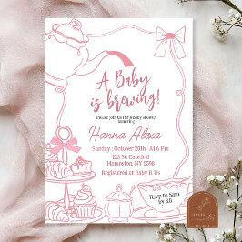 Pink Bow Baby is het brouwen van thee Baby shower Kaart