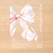 Pink Bow Baby It's Cold Outside Baby Shower Acryl Uitnodigingen (Voorkant)