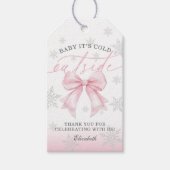 Pink Bow Baby Its Cold Outside Baby Shower  Cadeaulabel (Voorkant)