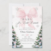 Pink Bow Baby It's Cold Outside Baby Shower  Invit Kaart (Voorkant)