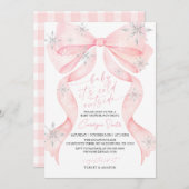 Pink Bow Baby It's Cold Outside Baby Shower Kaart (Voorkant / Achterkant)