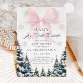 Pink Bow Baby It's Cold Outside Baby Shower  Kaart