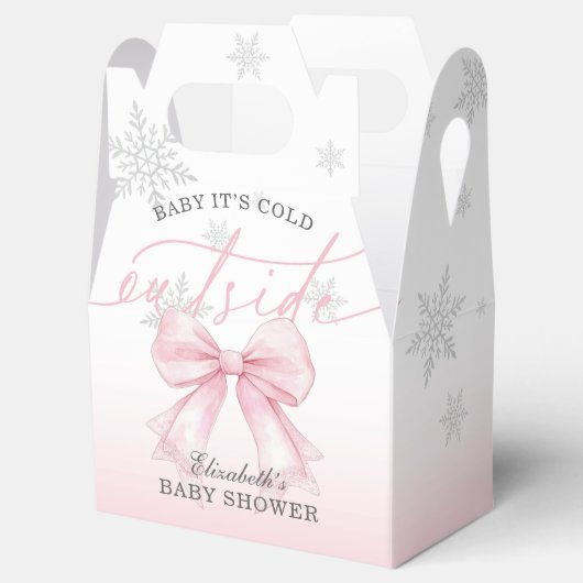 Pink Bow Baby Its Cold Outside Baby Shower Welcome Bedankdoosjes (Geopend)