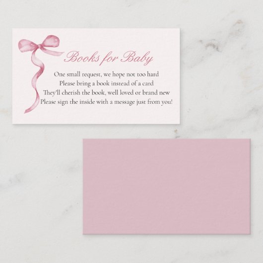 Pink Bow Baby Library Request Enclosure Kaart (Voorkant / Achterkant)