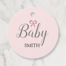 Pink Bow Baby Script Aangepaste naam Bedankjes Labels