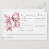 Pink Bow Baby shower Advies Voorspellingen Kaart (Voorkant)