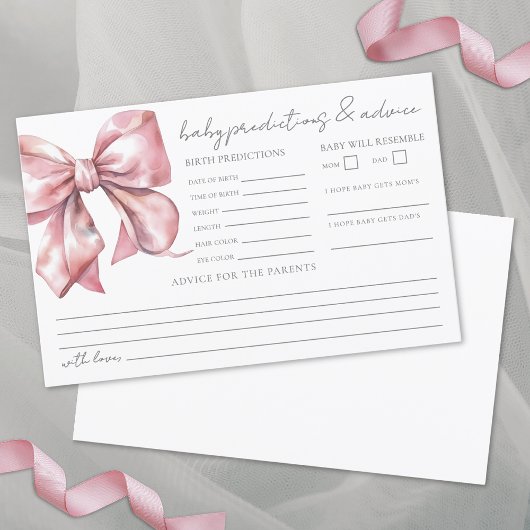 Pink Bow Baby shower Advies Voorspellingen Kaart