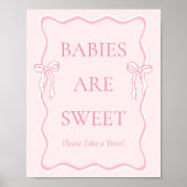 Pink Bow Baby shower Baby's zijn Sweet Favour Poster (Voorkant)