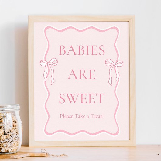 Pink Bow Baby shower Baby's zijn Sweet Favour Poster