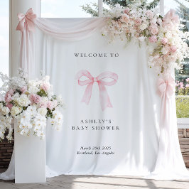 Pink Bow Baby Shower Backdrop Wandkleed