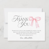 Pink Bow Baby Shower Bedankkaart (Voorkant)