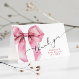 Pink Bow Baby shower Bedankt kaart