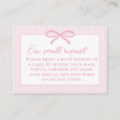 Pink Bow Baby shower Boek Informatiekaartje (Voorkant)