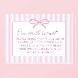 Pink Bow Baby shower Boek Informatiekaartje