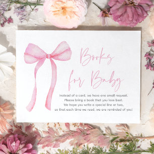 Pink Bow Baby shower Boek Verzoek Informatiekaartje