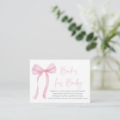 Pink Bow Baby shower Boek Verzoek Informatiekaartje (Staand voorkant)