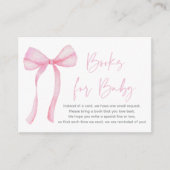 Pink Bow Baby shower Boek Verzoek Informatiekaartje (Voorkant)
