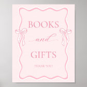 Pink Bow Baby shower Boeken en geschenken Poster (Voorkant)