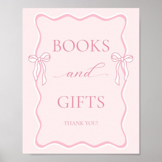 Pink Bow Baby shower Boeken en geschenken Poster (Voorkant)