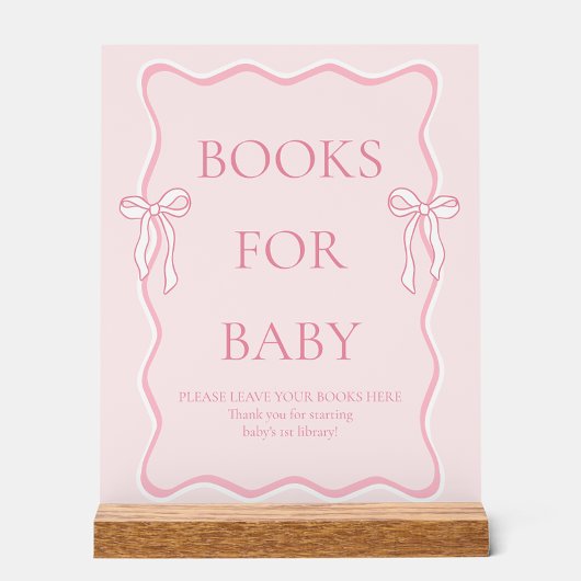Pink Bow Baby shower Boeken voor Baby Acryl Bord