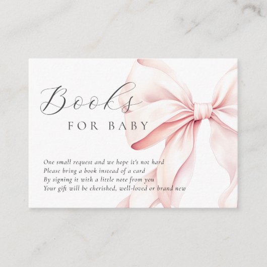 Pink Bow Baby shower Boeken voor Baby Enclosure Ka Informatiekaartje (Voorkant)