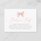 Pink Bow Baby shower Boeken voor Baby Informatiekaartje (Voorkant)