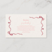 Pink Bow Baby shower Boeken voor Baby Informatiekaartje (Voorkant)