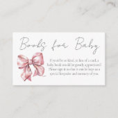 Pink Bow Baby shower Boeken voor Baby Informatiekaartje (Voorkant)