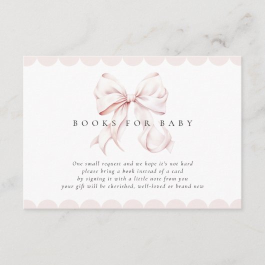 Pink Bow Baby shower Boeken voor Baby Informatiekaartje (Voorkant)