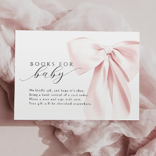 Pink Bow Baby shower Boeken voor Baby Informatiekaartje