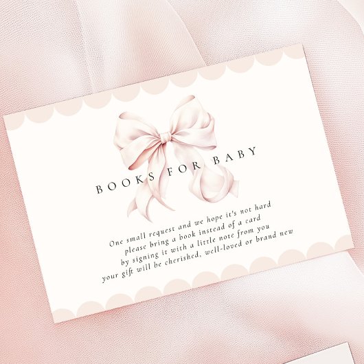 Pink Bow Baby shower Boeken voor Baby Informatiekaartje