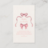 Pink Bow Baby shower Boeken voor Baby Informatiekaartje (Voorkant)